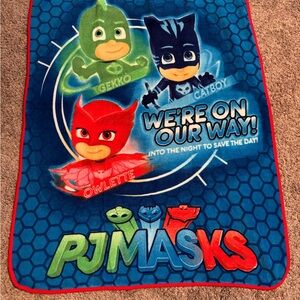 PJ Masks Kids Throw Blanket - Blue with Red & Green Characters